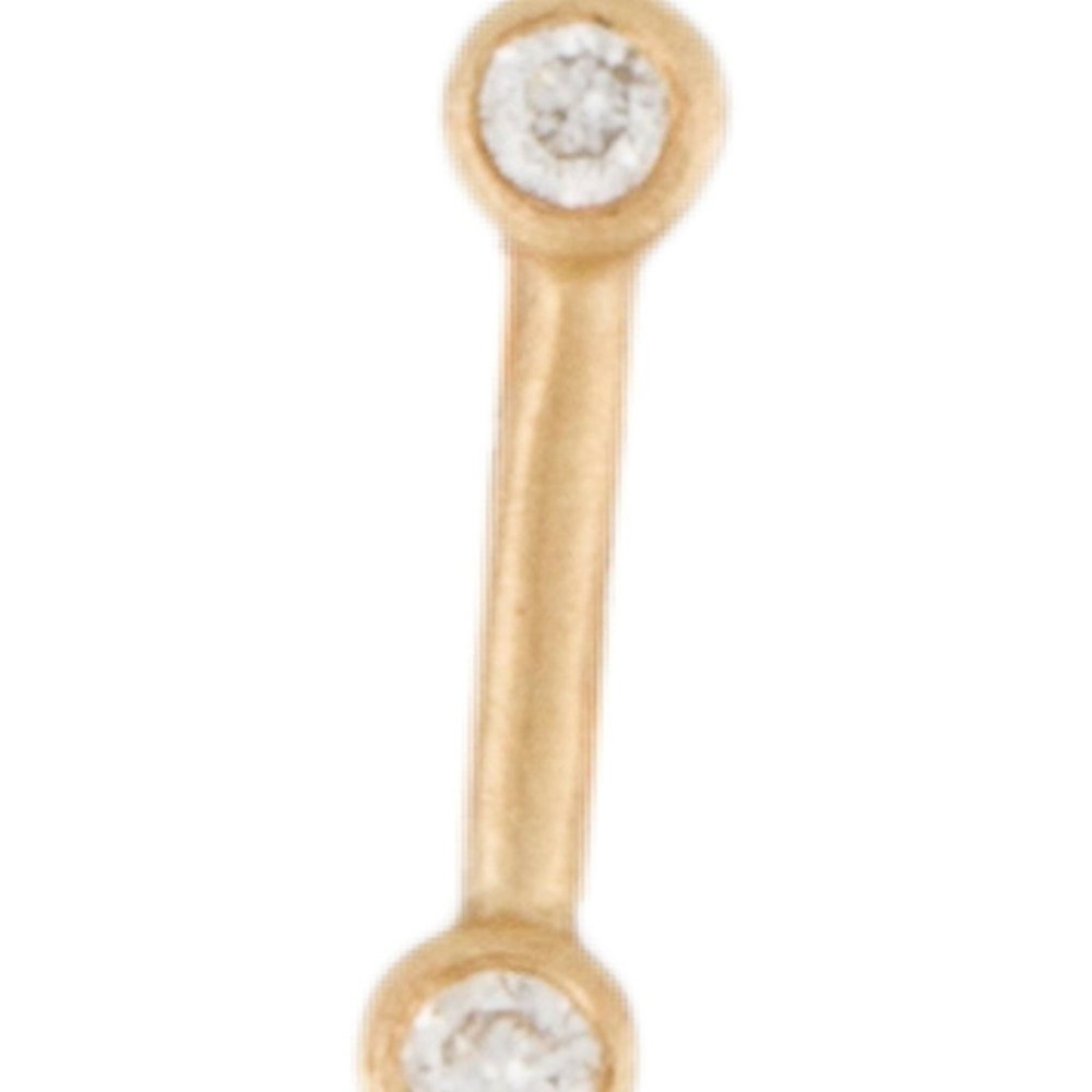 14 K YELLOW GOLD DIAMOND SINGLE BAR STUD EARRING